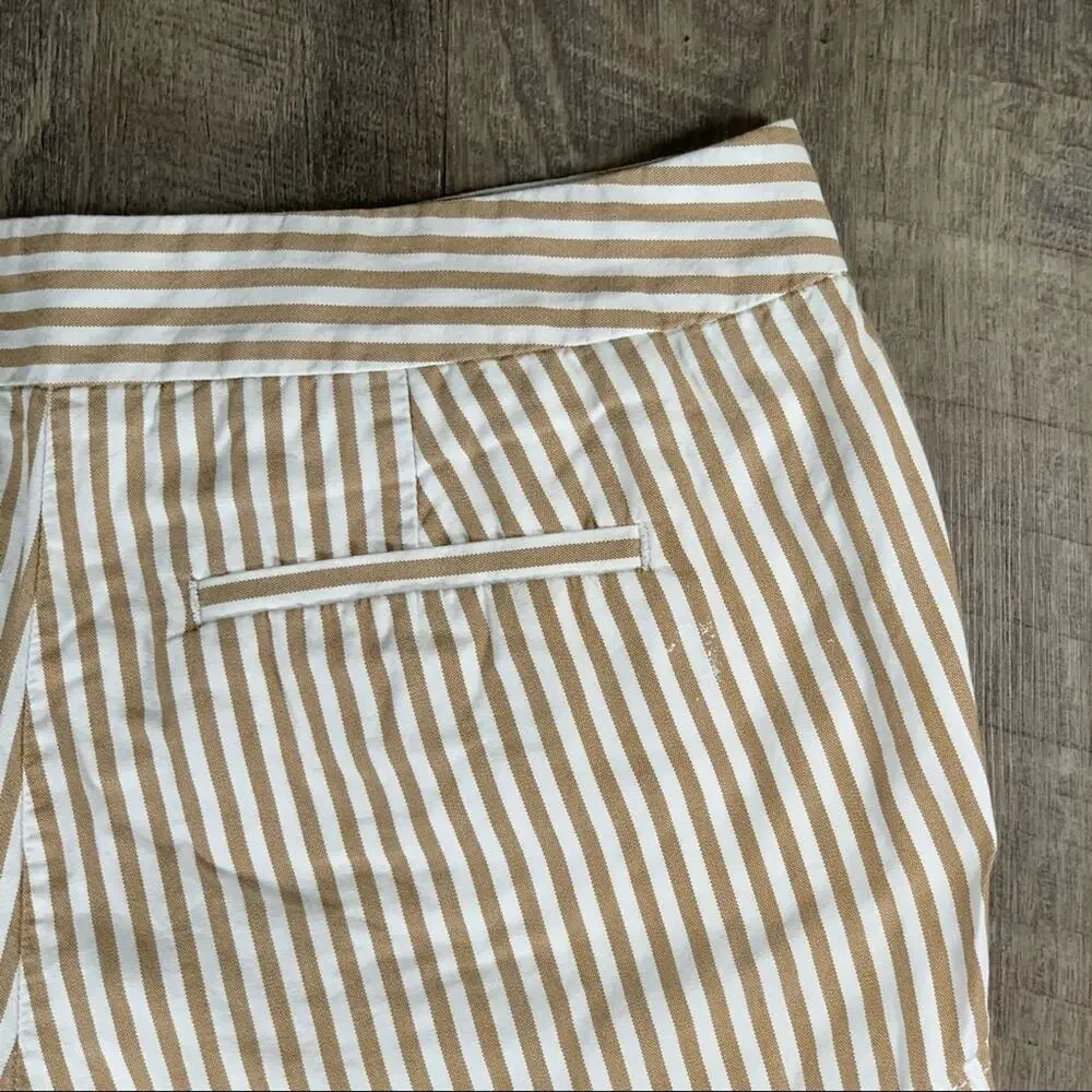 J Crew 2 brown white stripe cotton shorts